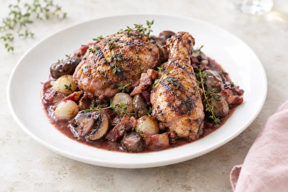 Grilled Coq Au Vin