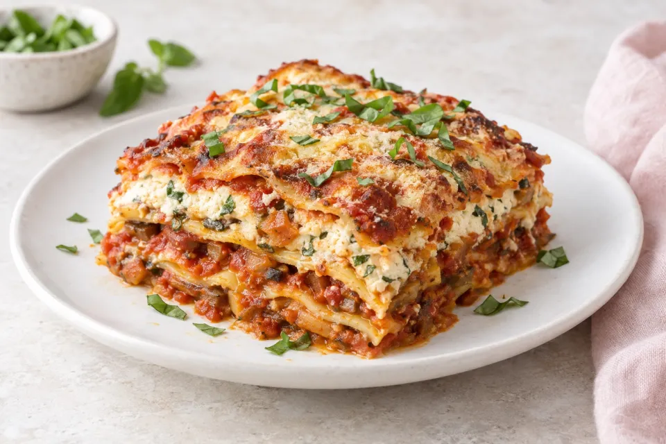 Vegan Italian-American Lasagna with "Ricotta"