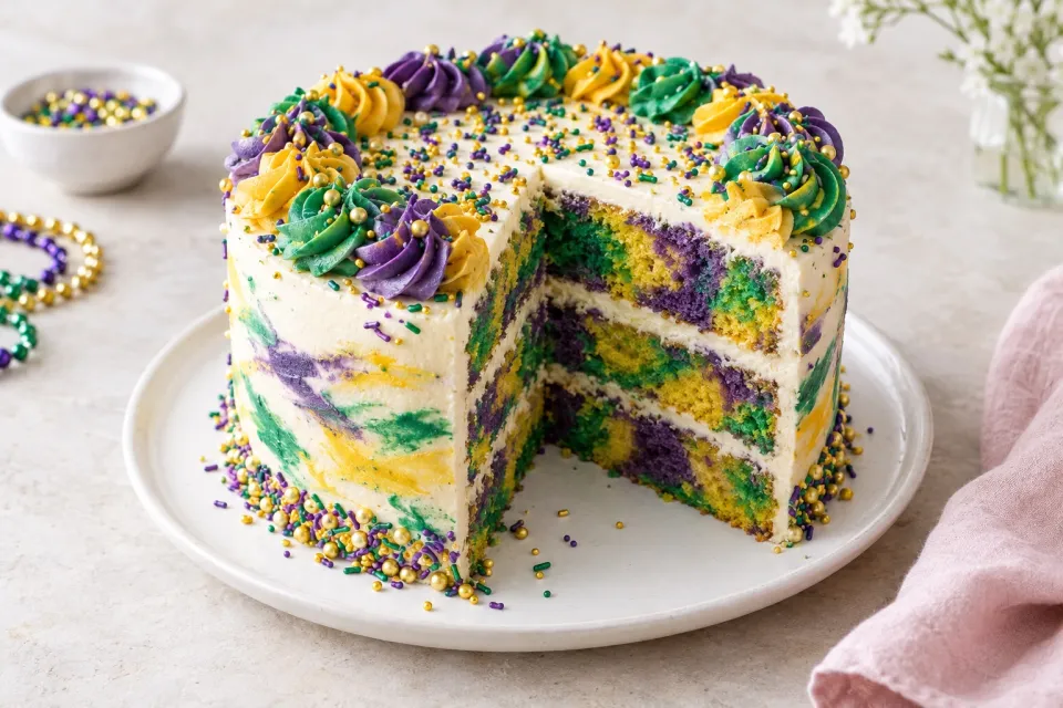 Mardi Gras Tie-Dye Cake