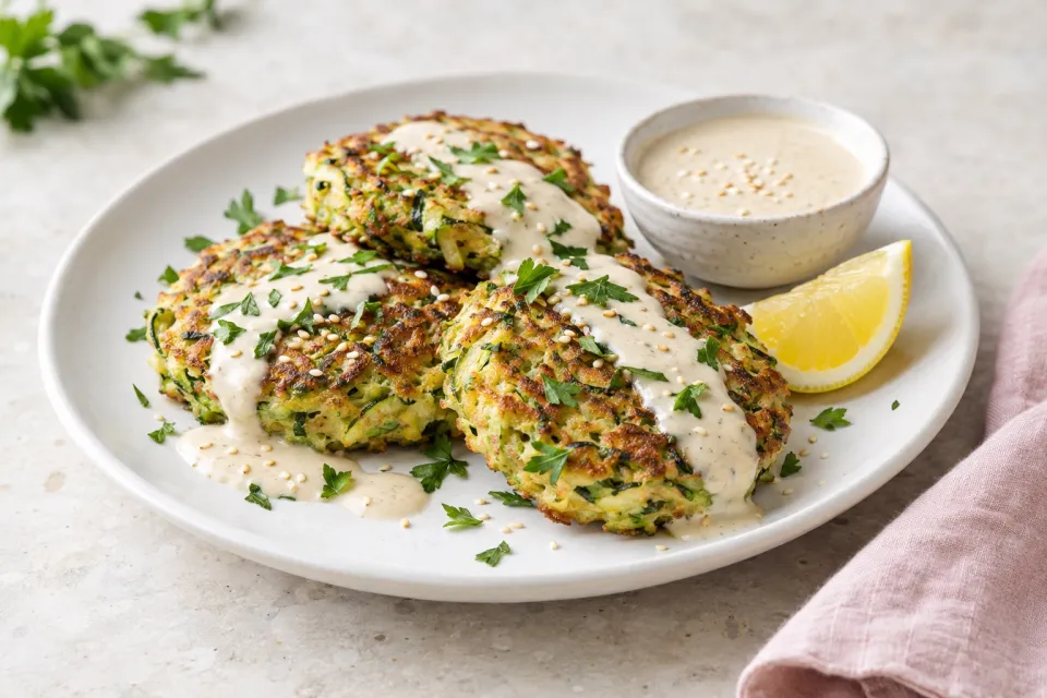 Kosher Revolution's Middle-Eastern Zucchini Cakes with Tahini Sauce