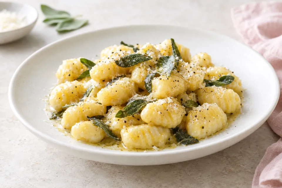 Light and Tender Potato Gnocchi with Sage-Butter Sauce