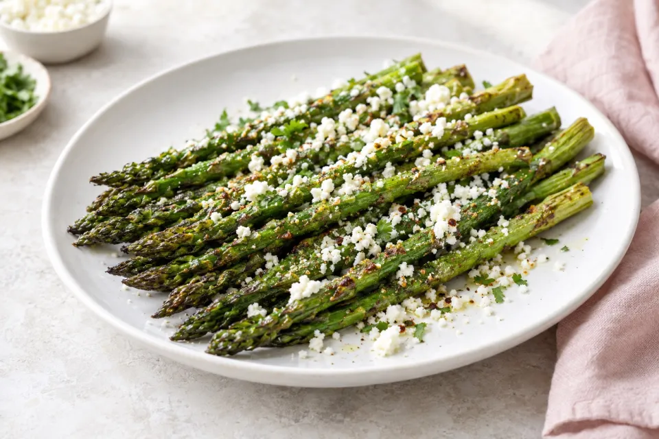 Broiled Asparagus with Cotija Cheese