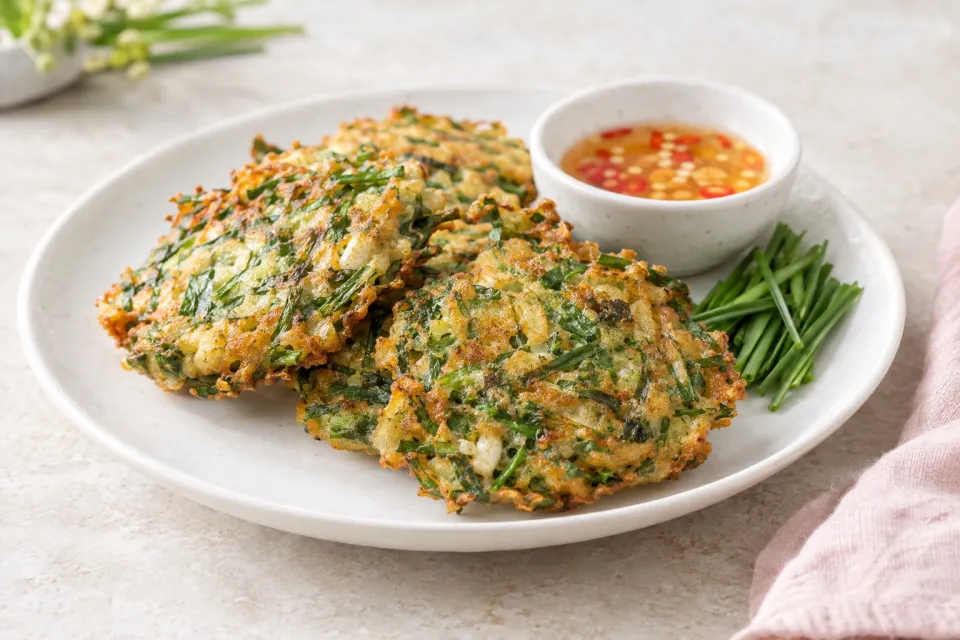 Crisp and Chewy Thai Fried Chive Cakes