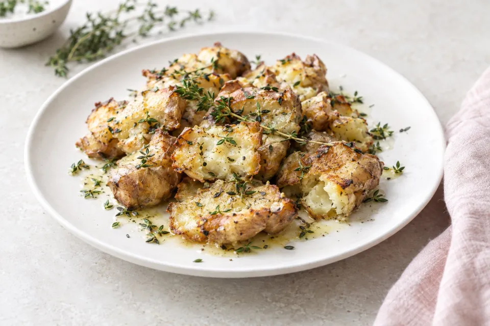 Smashed Sunchokes with Thyme-Butter