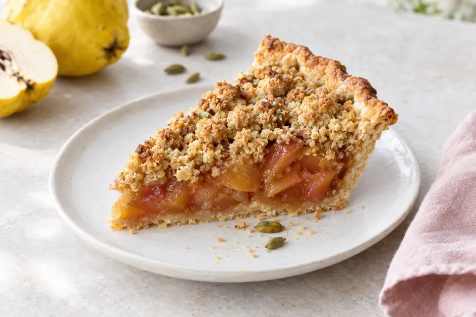 Quince and Cardamom Streusel Pie