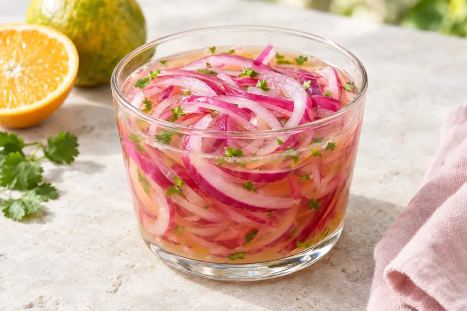 Yucatán-Style Pickled Red Onions in Sour-Orange Juice