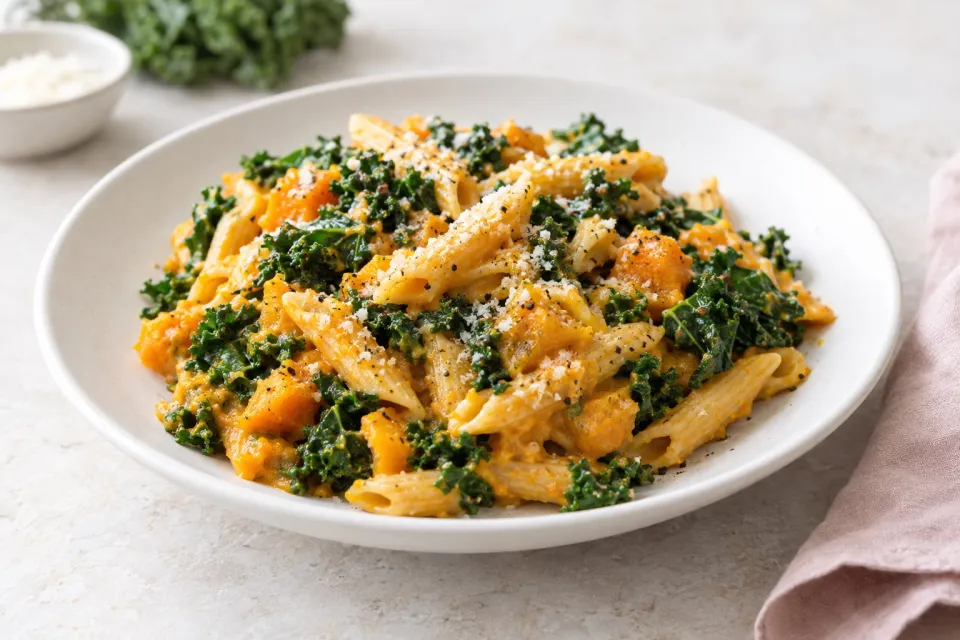 Skillet Kale and Pumpkin Pasta
