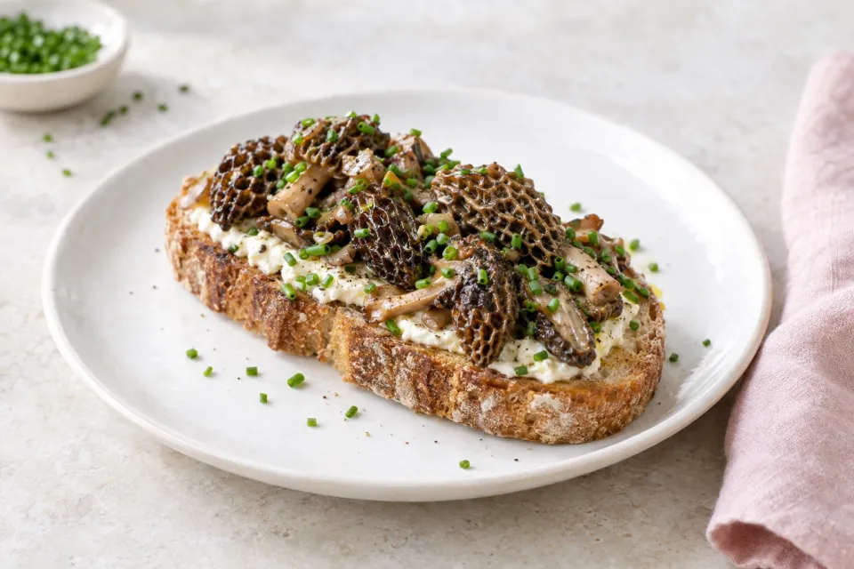 Morel Mushroom Tartine with Chives