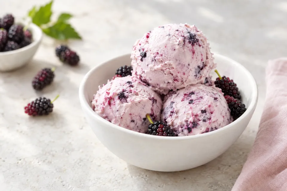 No-Cook, Three-Ingredient, Mulberry-Buttermilk Ice Cream