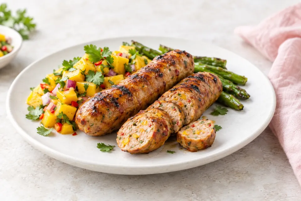 Grilled Spicy Mango Chicken Sausage