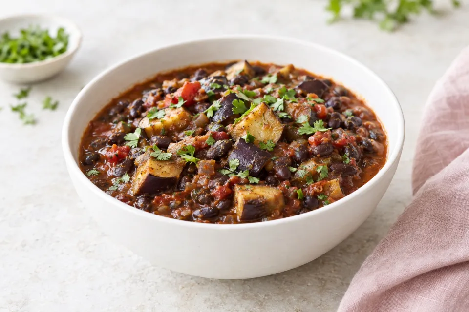 Black Bean Chili with Eggplant