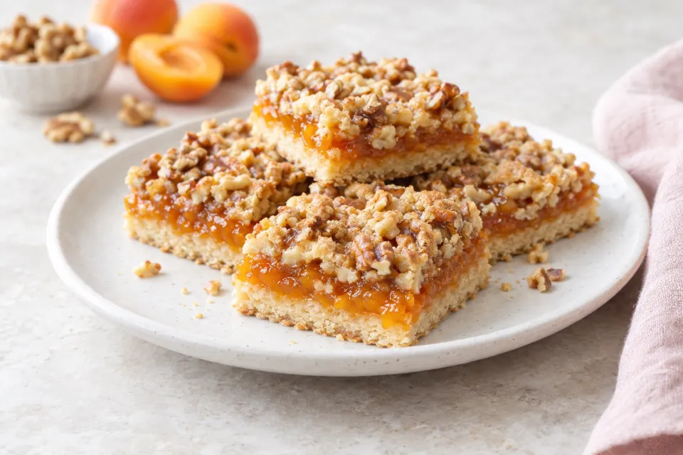 Easy Apricot Jam Bars with Walnuts