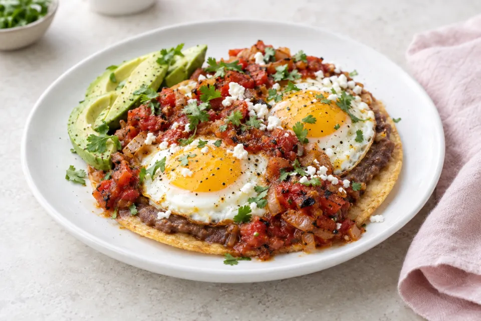Huevos Rancheros with Broiled Tomato Salsa