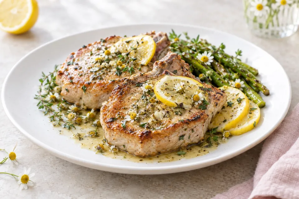 Chamomile Pork Chops with Lemon