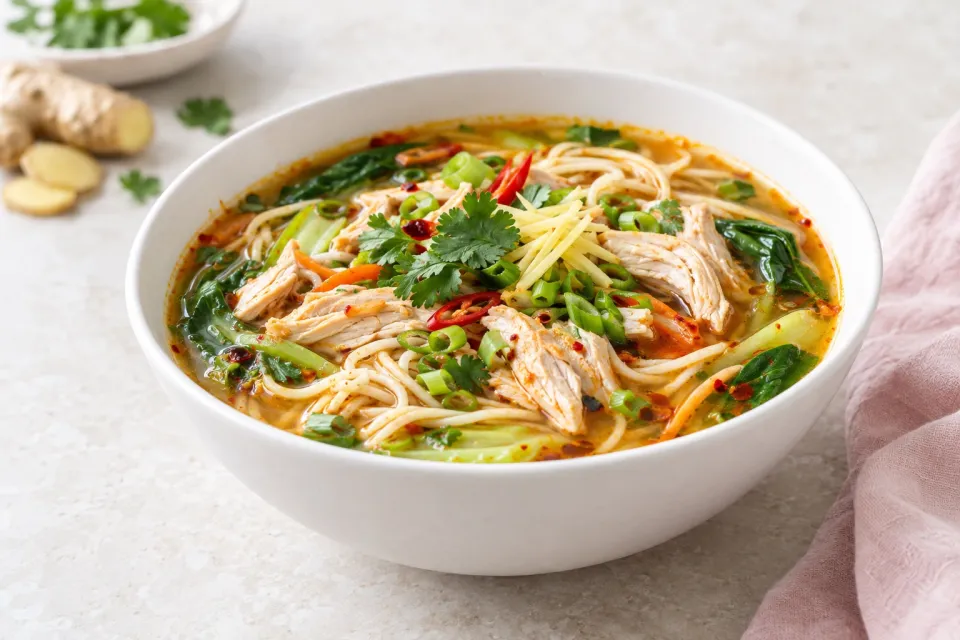 Spicy Ginger Chicken Noodle Soup