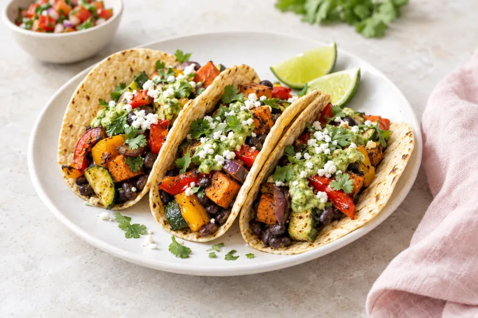 Roasted Veggie and Black Bean Tacos