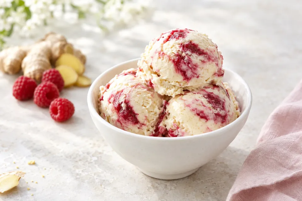 Ginger-Raspberry Swirl Ice Cream