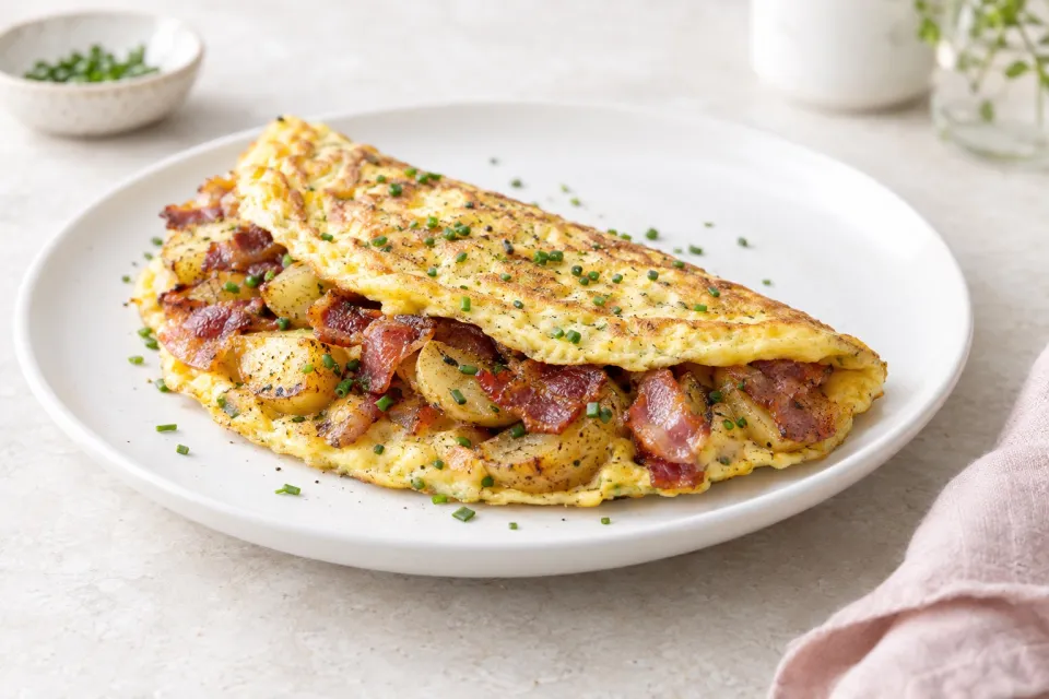 Bacon and Fried Potato Omelette
