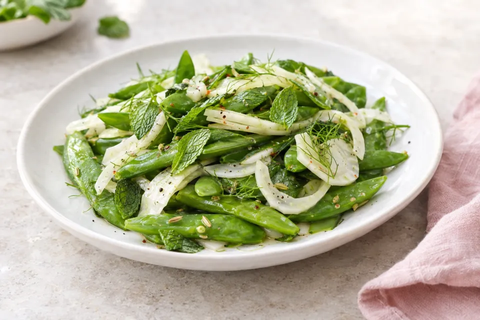 Quick-Pickled Snap Peas with Mint and Fennel