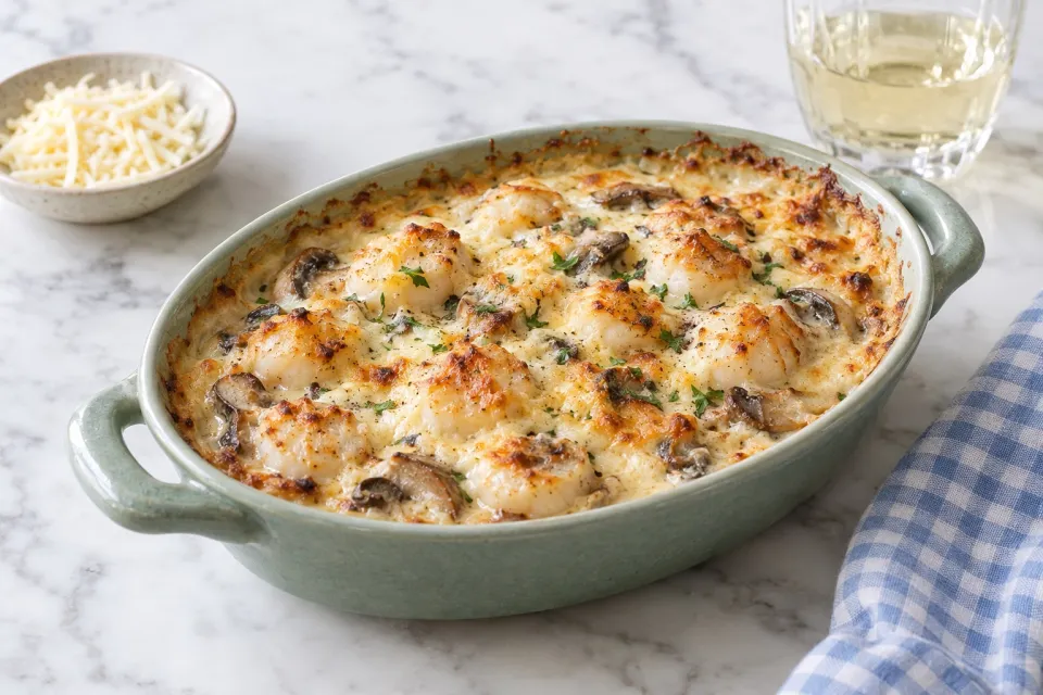 Creamy Broiled Scallops Mornay