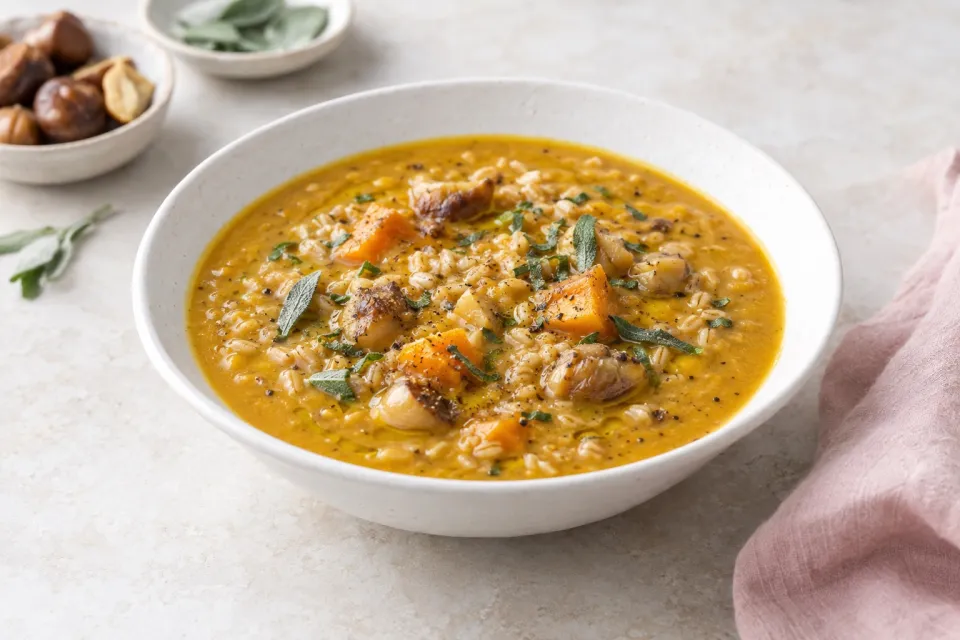 Chestnut, Pumpkin, and Farro