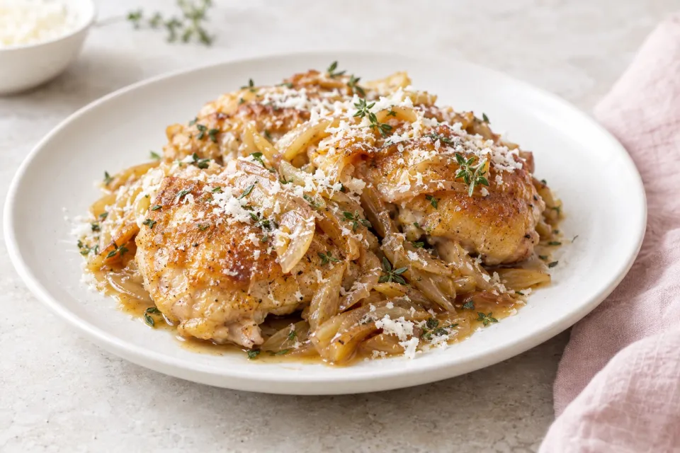Braised Chicken with Sweet Onions and Parmigiano