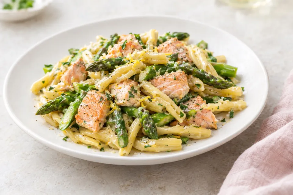 Salmon and Asparagus Casarecce