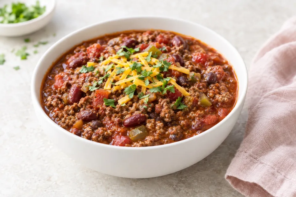 Pressure Cooker Ground Beef and Bean Chili