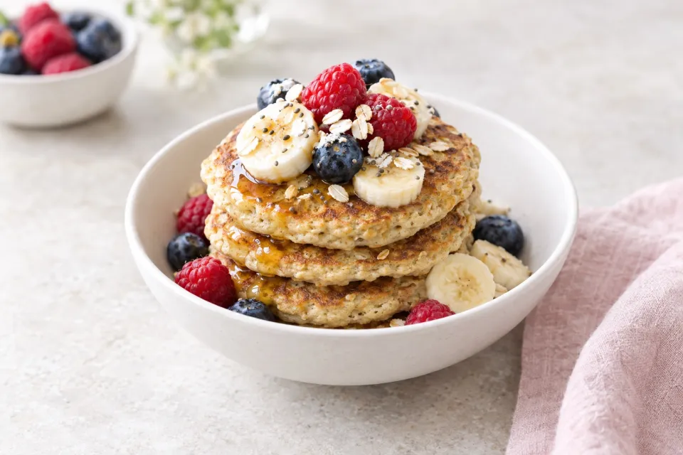 Fluffy Vegan Oatmeal Pancakes