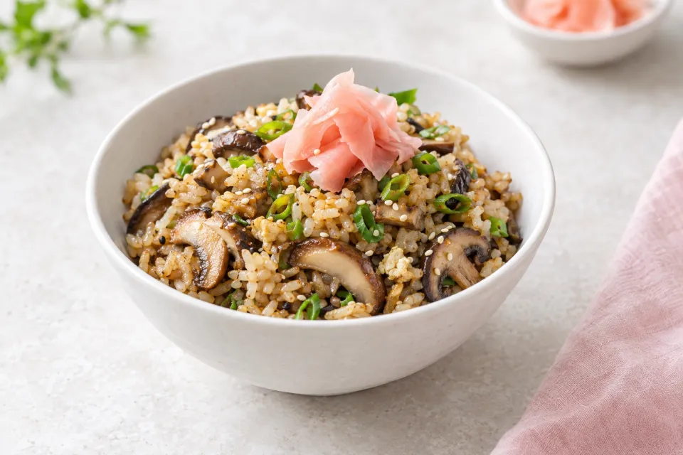 Mushroom Fried Rice with Pickled Ginger