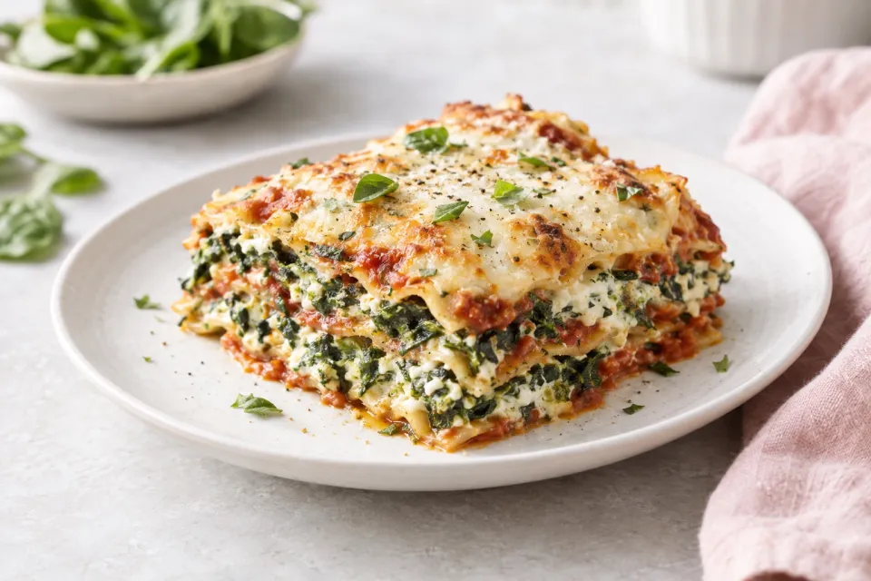 Lighter Spinach Lasagna