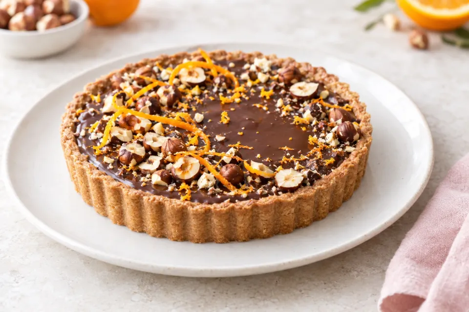 Chocolate Hazelnut Tart Scented with Orange