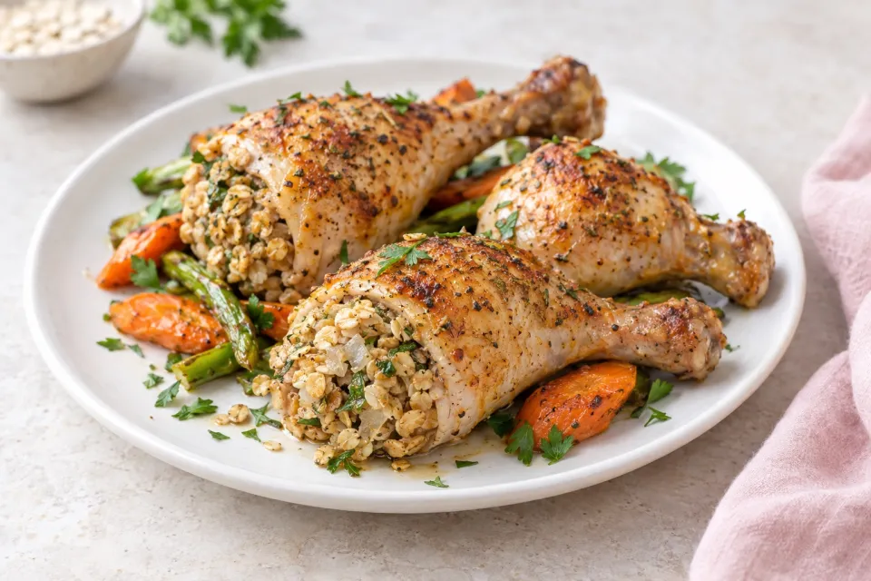 Oat-Stuffed Chicken Legs