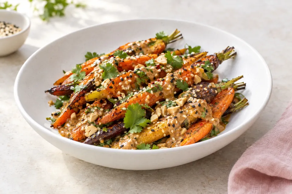 Roasted-Carrot Salad with Peanut-Sesame Mole
