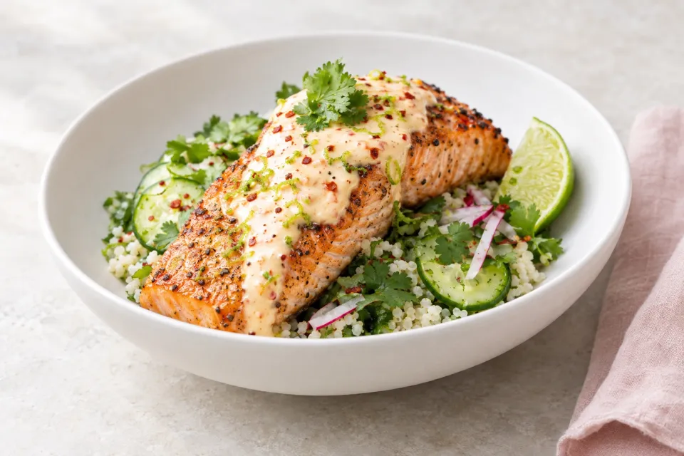 Broiled Salmon with Chili-Lime Mayonnaise