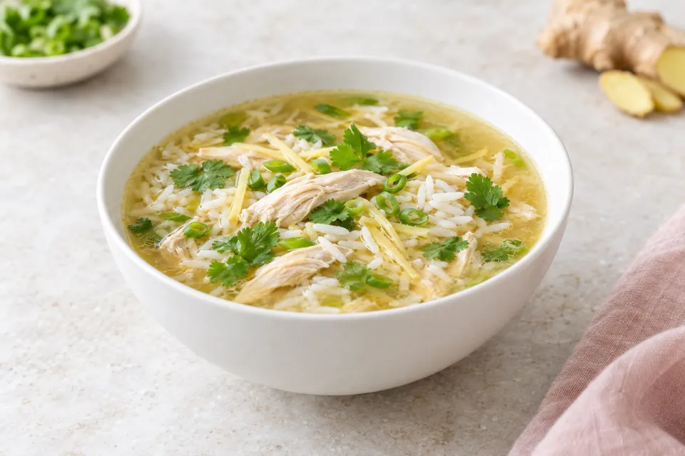 Chicken Soup with Jasmine Rice and Ginger