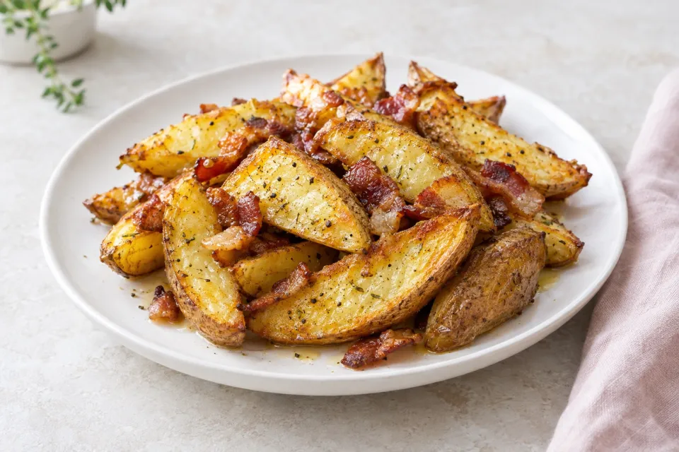 Oven Roasted Potato Wedges with Bacon Grease