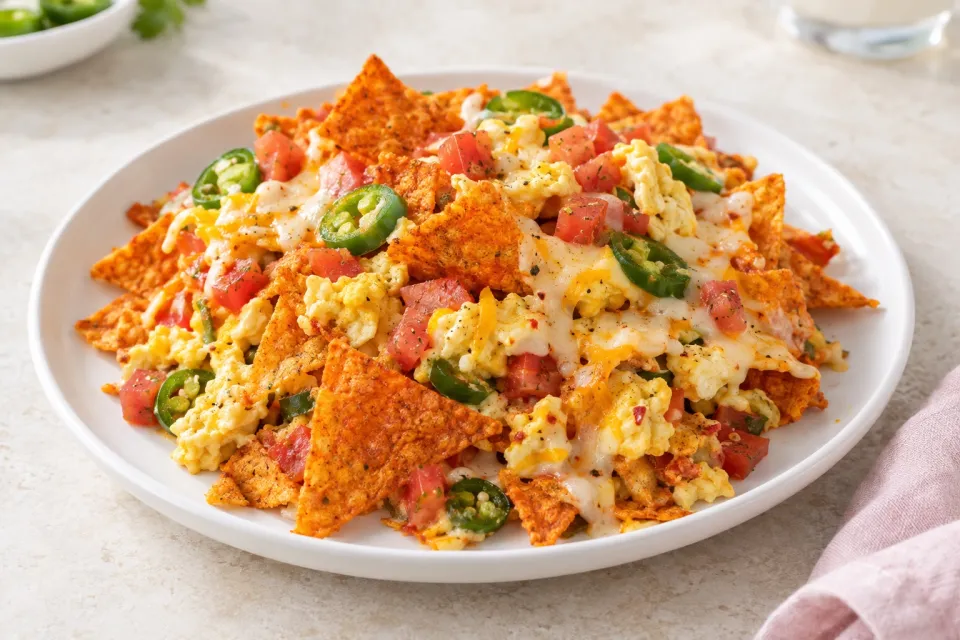 Doritos Migas with Pepper Jack, Tomatoes, and Jalapeño