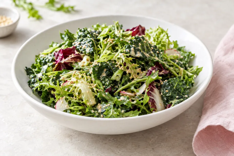 Bitter Greens Salad with Sesame Dressing