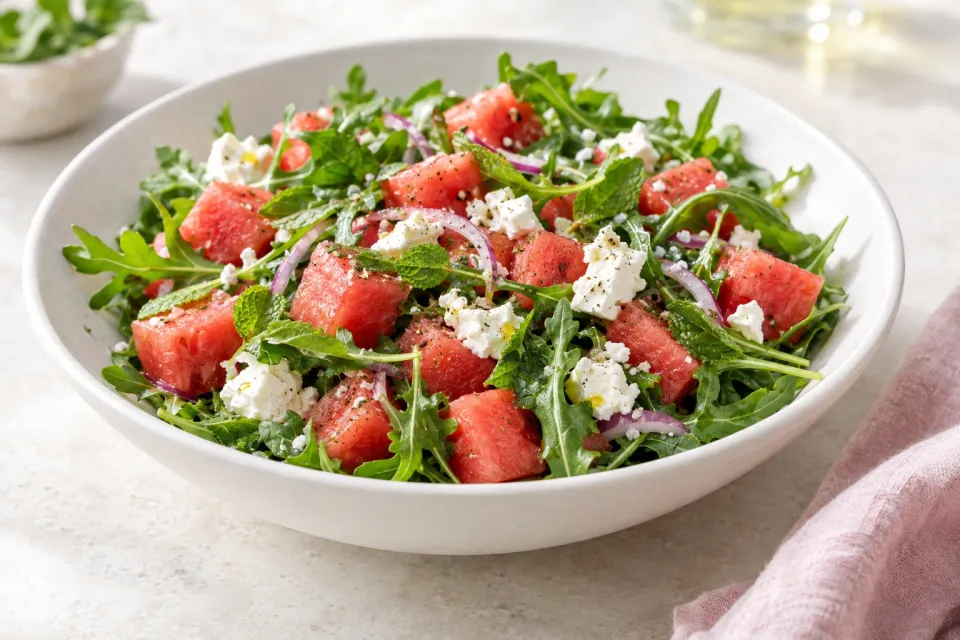 Watermelon, Feta, and Arugula Salad