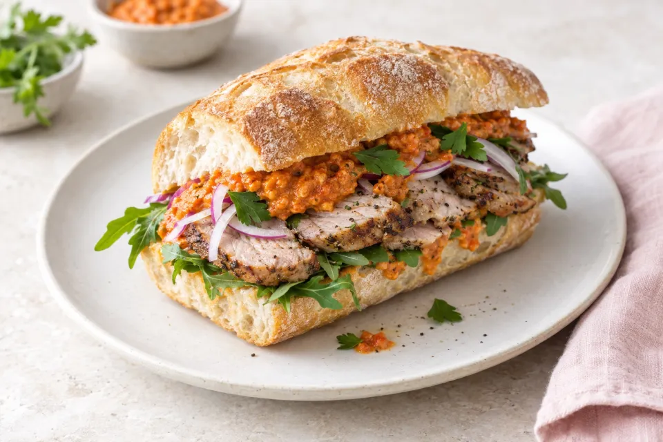 Pork Sandwich with Romesco Sauce