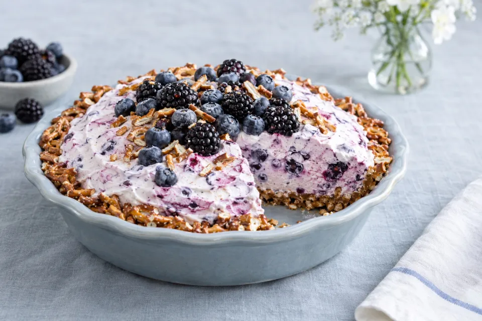 Blueberry-Blackberry Pie with Pretzel Crust