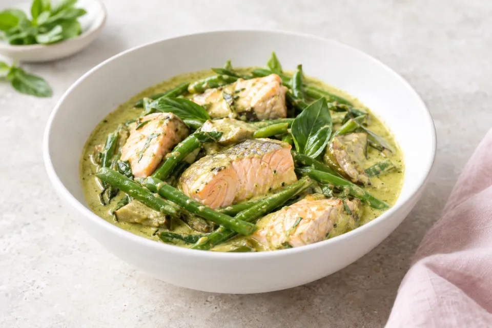 Green Curry with Lake Trout and Green Beans