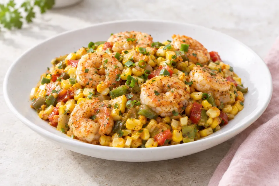 Maque Choux with Shrimp