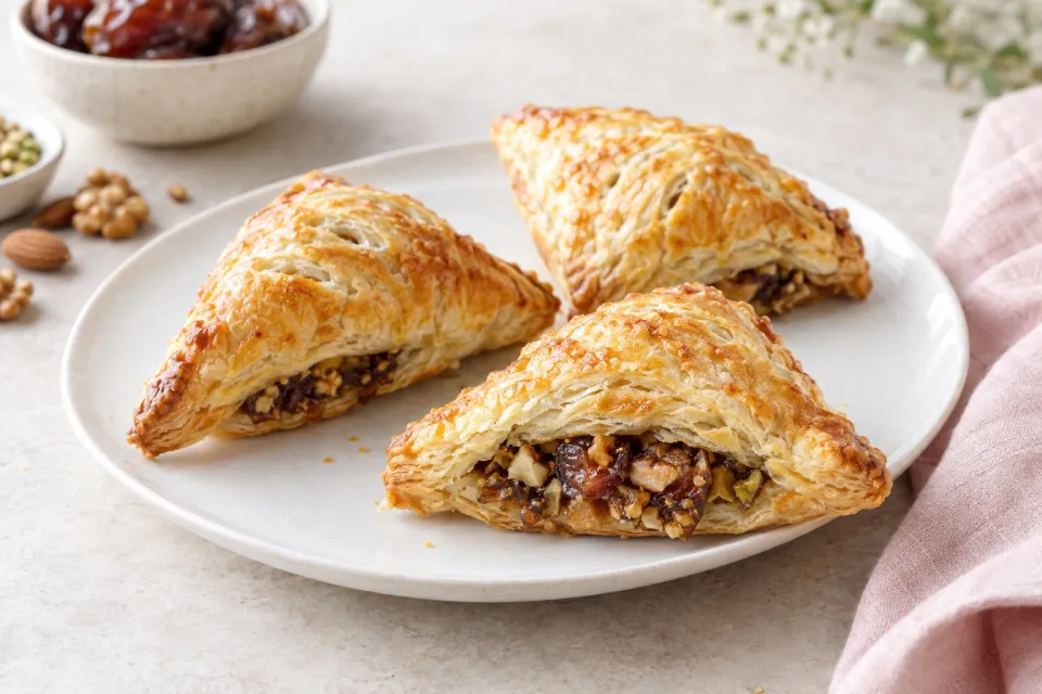 Date and Nut Puff Pastry Turnovers