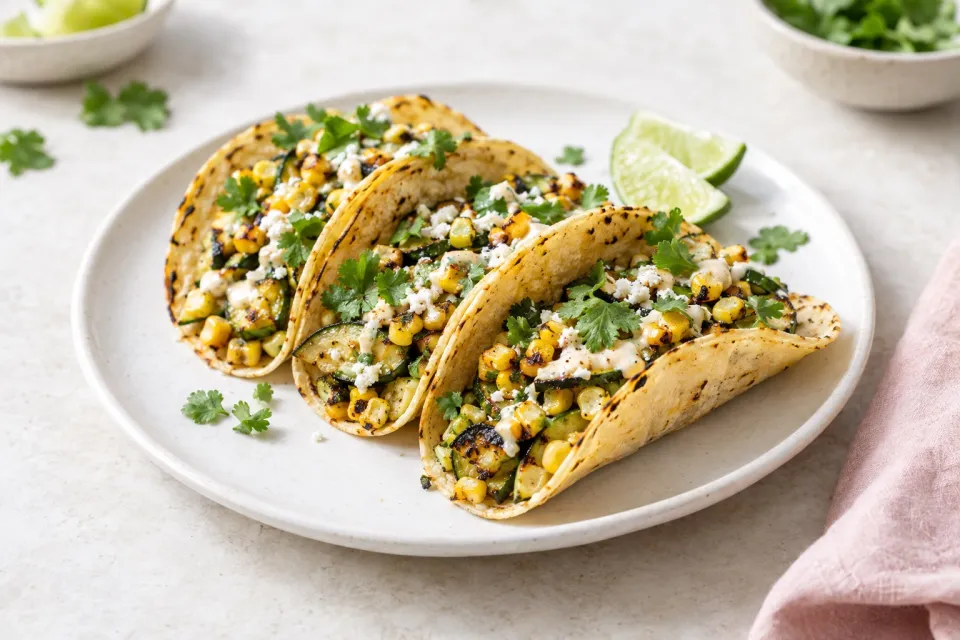 Charred Corn and Zucchini Tacos