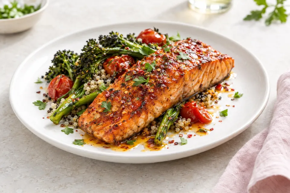 Harissa-Honey Glazed Roasted Salmon