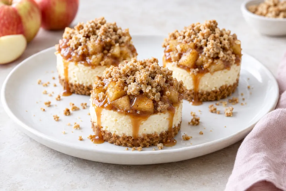 Caramel Apple Mini Cheesecakes with Streusel Topping
