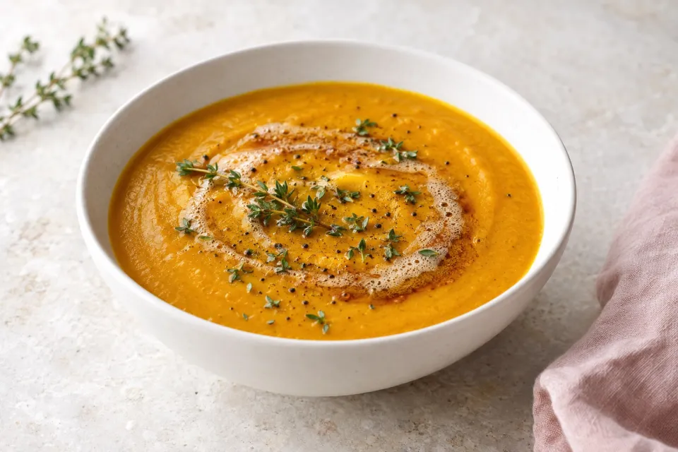 Roasted Pumpkin Soup with Brown Butter and Thyme