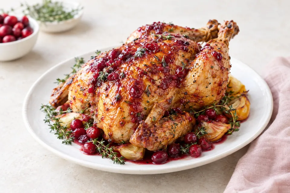 Cranberry-Glazed Roast Chicken